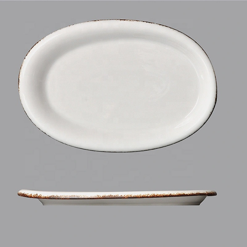 wholesale Catering Hotel Buffet Hall Restaurant white ceramic fish plate