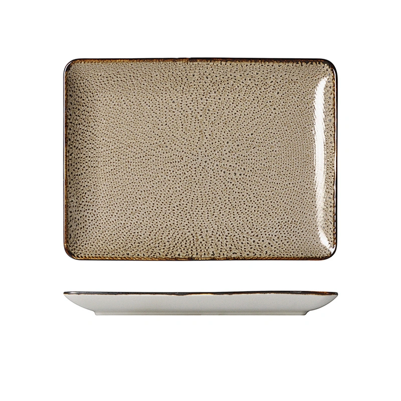 Chaozhou High Qulity In Stock Red Charger Plates, Hotel Under Glazed Rectangular Plate For Wedding