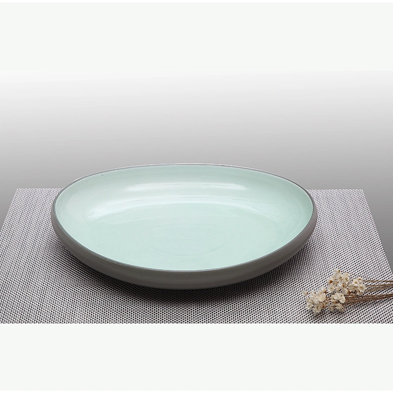 P&T Royal Ware Porcelain oval dinner plates green ceramic dinner oval plate dish for hotel