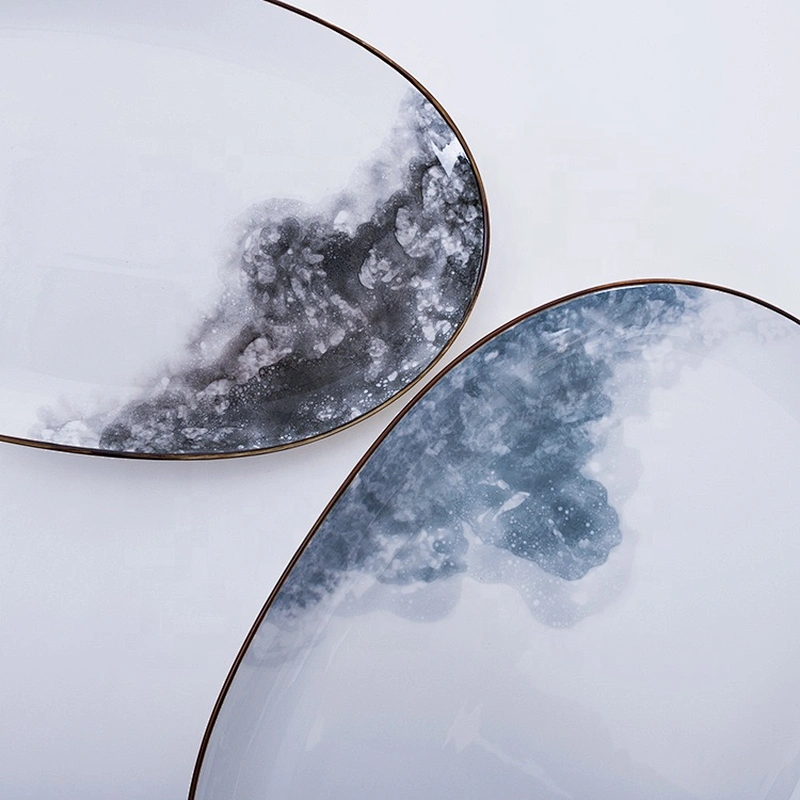 wholesale luxury modern oval hotel restaurant dining food ceramic porcelain serving plate