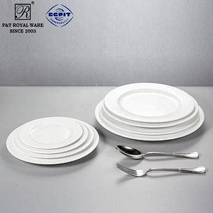 supplier white catering tableware porcelain ceramic plate set with knife