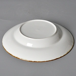 P&T unique design fine durable porcelain dinner set, color with spot on glaze round soup plate dinnerware porcelain