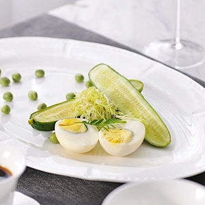 Wholesale White Embossed Flat Restaurant Ceramic Oval Plate