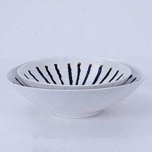 custom printed glazed microwave japanese restaurant white blue porcelain ramen ceramic bowl manufacturer