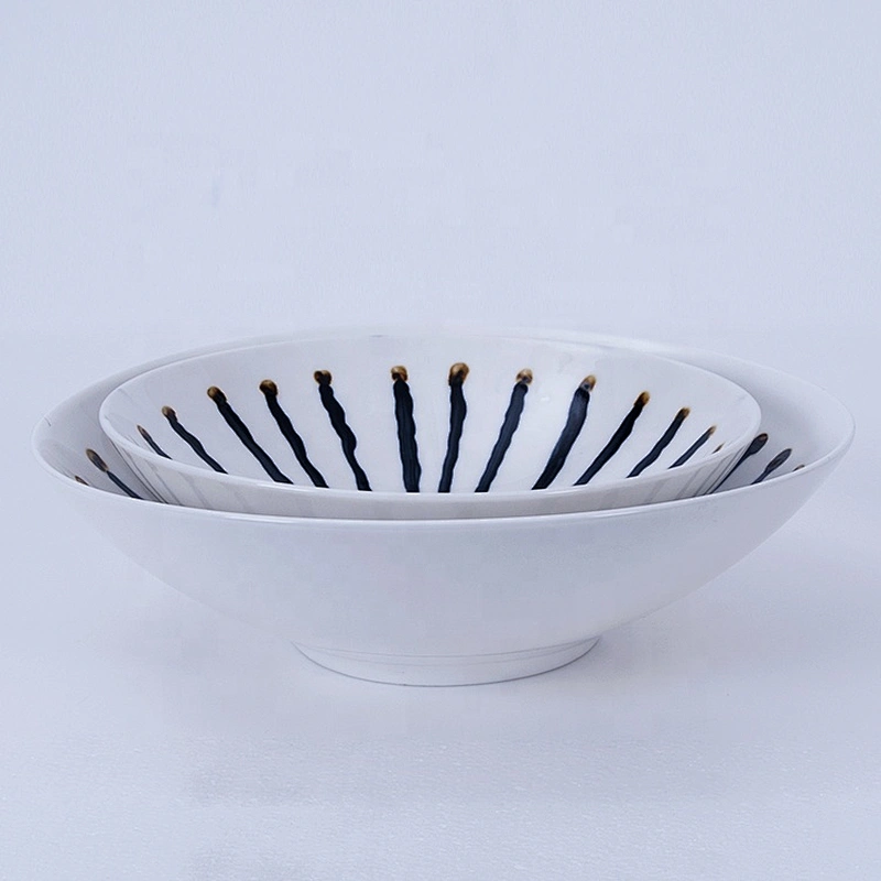 custom printed glazed microwave japanese restaurant white blue porcelain ramen ceramic bowl manufacturer