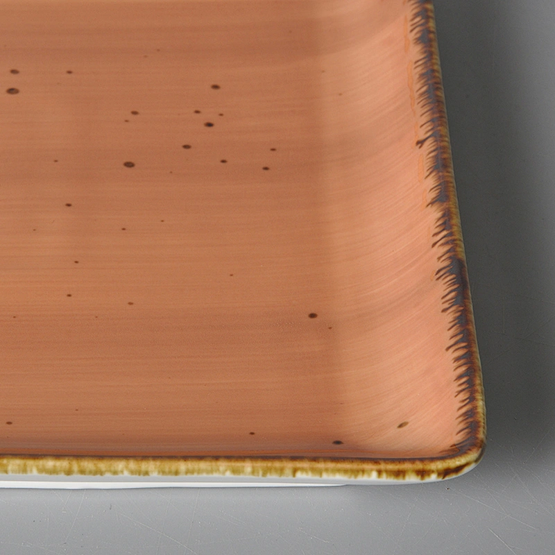P&T Royal Ware 2020 Guangzhou in Style Most Hot Sale Square Ceramic Restaurant Hotel Table Top  Dinner Square Plate