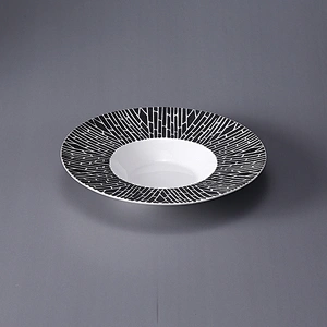 Black bottom white line pasta dish plate