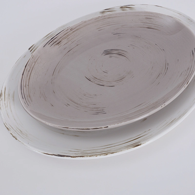 Wholesale Good Price Gray Porcelain Ceramic Oval Plate 12 Inch