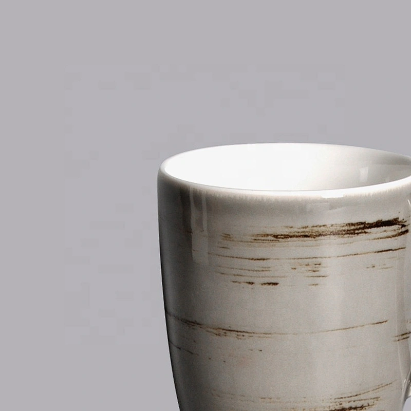 wholesale custom logo hotel fine grey glaze ceramic porcelain tea coffee mug