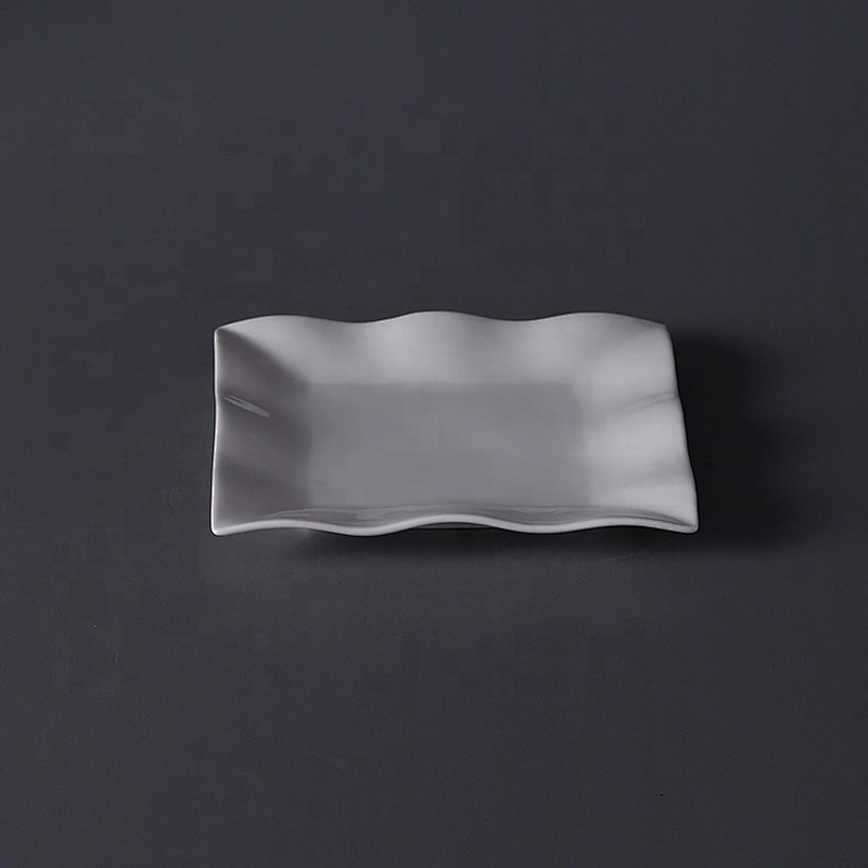 restaurant banquet wedding crockery ceramic plates wave shape square plate for cake