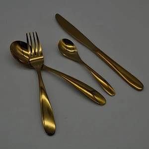 P&T titanium gold flatware, Titanium gold cutlery sets, Titanium gold forks