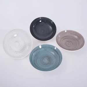 bulk wholesale glazed round deep porcelain ceramic restaurant soup plate