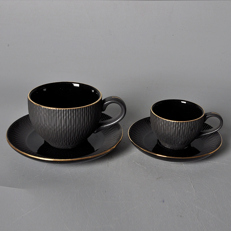 black classic coffee cup set cafe catering porcelain restaurant espresso cup saucer