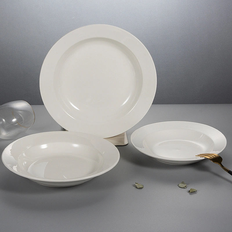 wholesale hotel restaurant porcelain deep plate bowl ceramic western food round serving plate