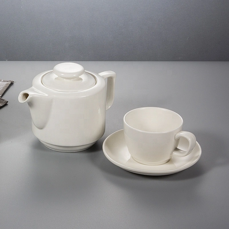 wholesale white large capacity crockery restaurant simple shape porcelain tableware ceramic tea coffee pot
