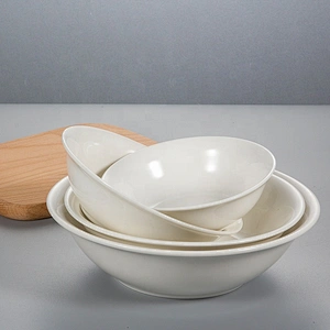 wholesale white hotel restaurant ceramic porcelain serving mixing salad ramen bowl set