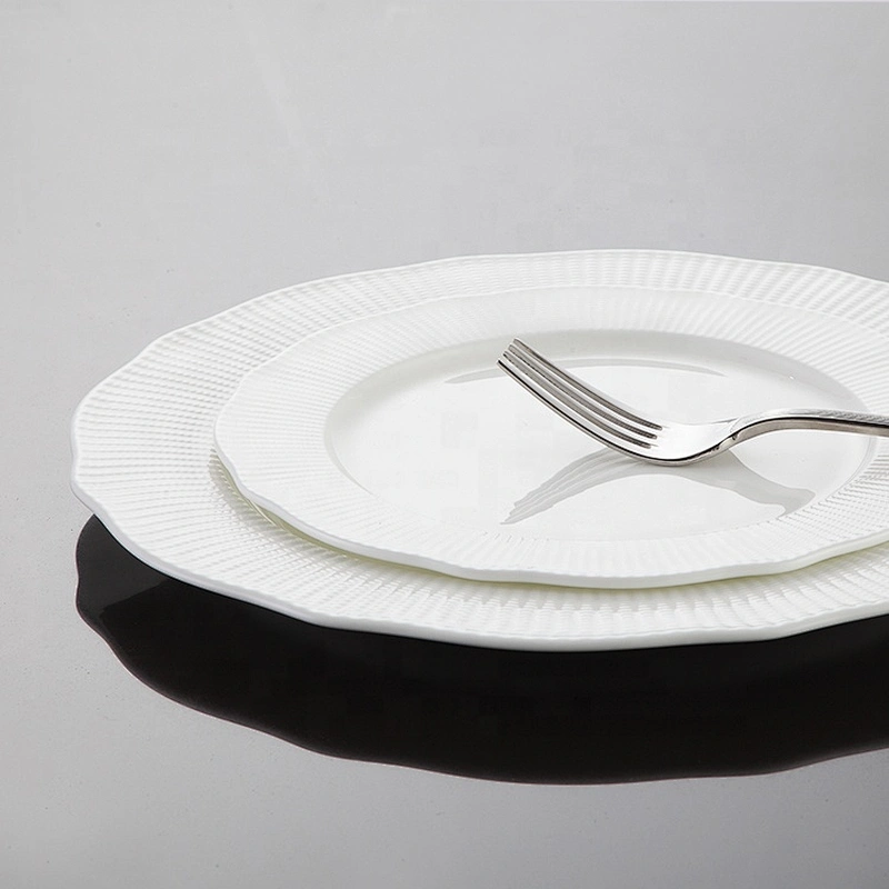 wholesale luxury white wedding ceramic bone china round resturant plates dinner