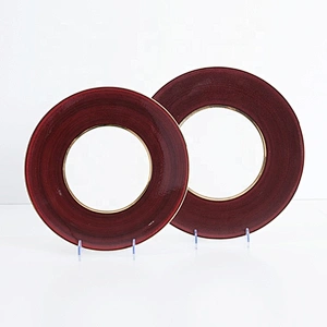 wholesale hotel restaurant colorful round gold rim ceramic porcelain wedding charger plates