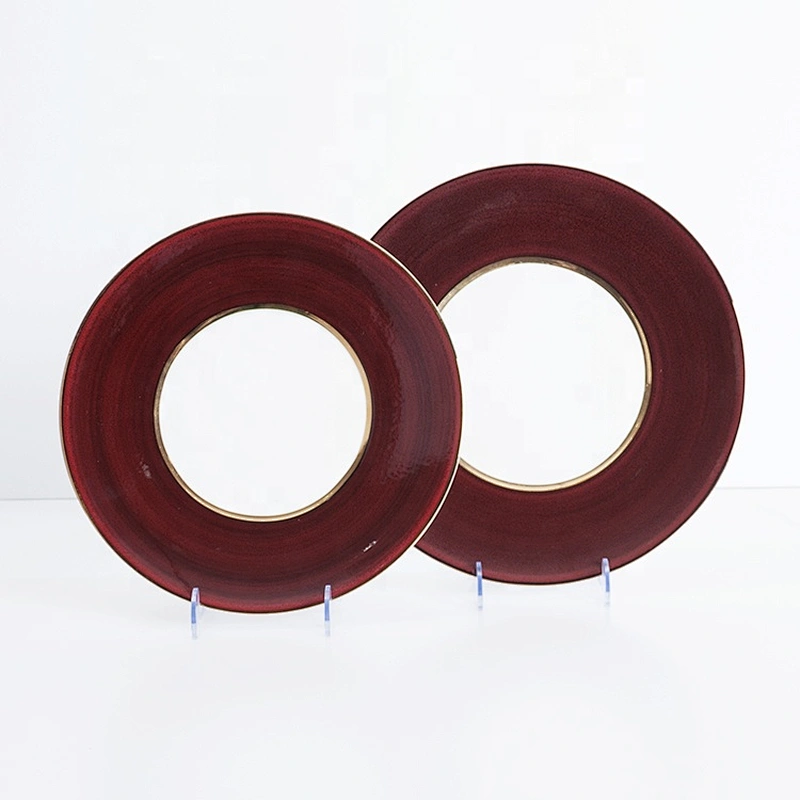 wholesale hotel restaurant colorful round gold rim ceramic porcelain wedding charger plates