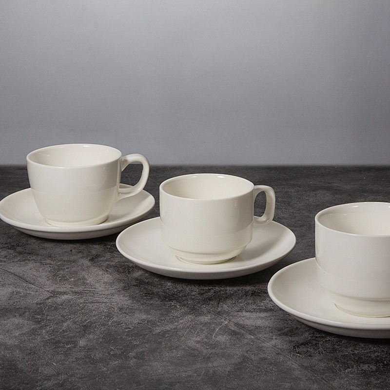 wholesale custom design hotel restaurant crockery porcelain ceramic tea coffee cup with saucer