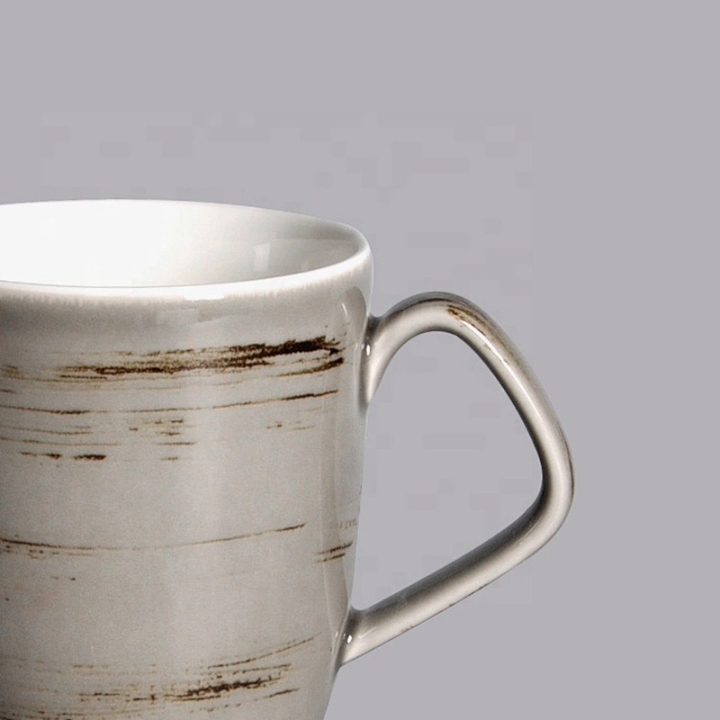 wholesale custom logo hotel fine grey glaze ceramic porcelain tea coffee mug
