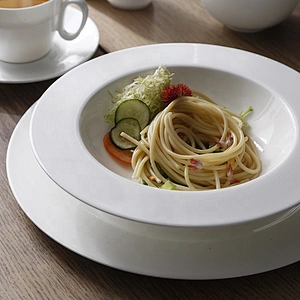 Wholesale White Round Bone China Salad Mixing Bowl Ramen Salad Bowl for Dinner