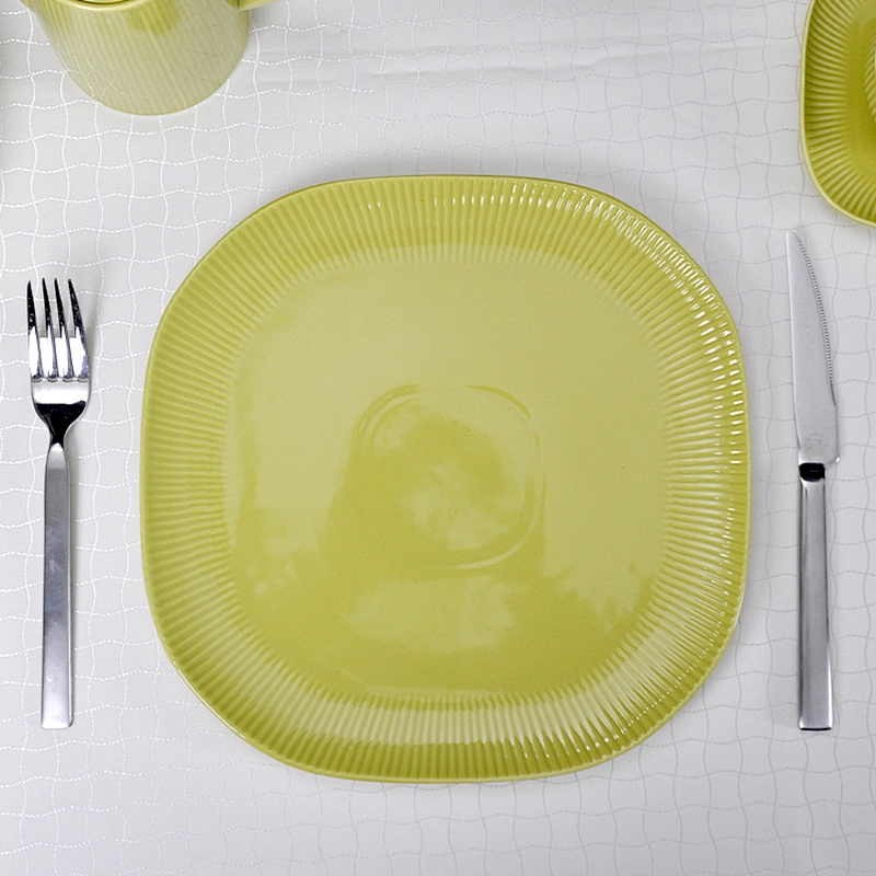 P&T Hotsale High Quality China Manufacturer Square Shape Porcelain Dinner Set For Dishes Plates Ceramic Wedding