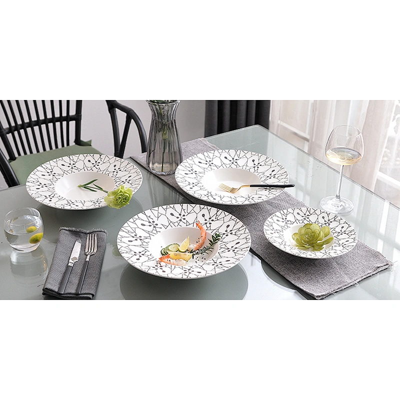Western style cheap price round ceramic pasta dishes for restaurant