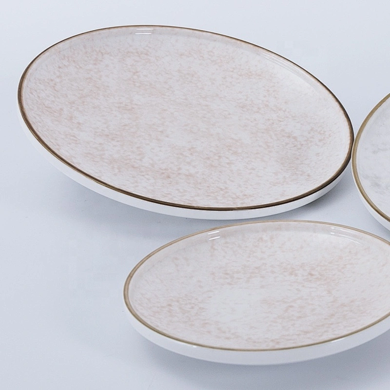 new design nordic glazed wedding catering restaurant round ceramic dinner plate sets