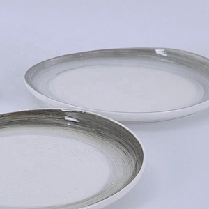 manufacturer grey edge porcelain catering restaurant plates sets dinnerware ceramic