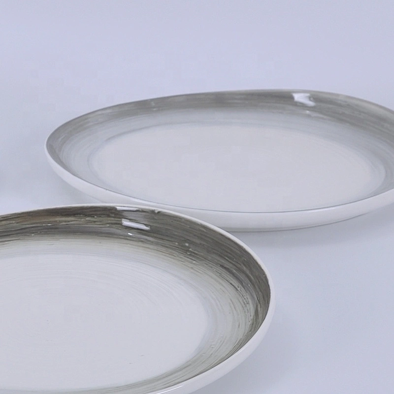 manufacturer grey edge porcelain catering restaurant plates sets dinnerware ceramic