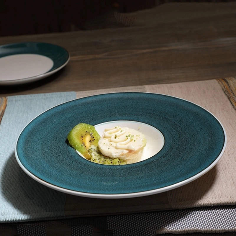 white and grey glazed ceramic deep restaurant porcelain round soup plate