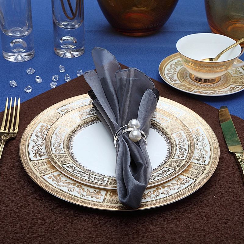 P&T Royal Ware wholesale round embossed wedding ceramic gold charger plate