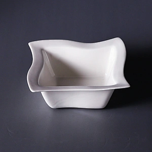 Square ceramic dishes / restaurant white dishes plate