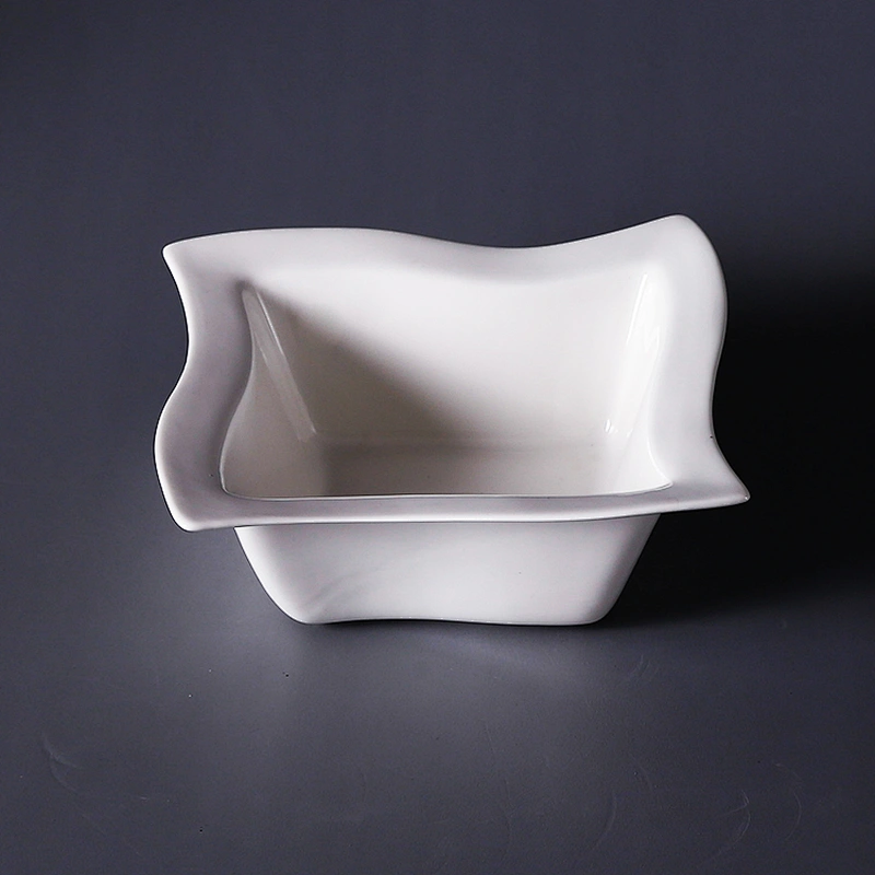 Square ceramic dishes / restaurant white dishes plate