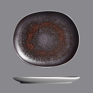 wholesale porcelain restaurant matte rust glazed dinner chafing dishes plates ceramic