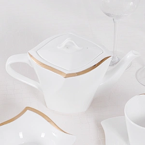 P&T Luxury Gold Plated Coffee set Ceramic Tea Pot, Royal Bone China Classic Coffee and Tea Set