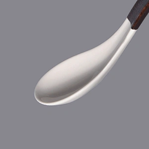 P&T Royal Ware factory white and brown porcelain ceramic soup serving spoon