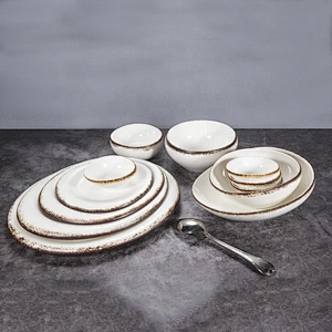 wholesale chinese professional porcelain dinnerware set restaurant glazed plates ceramic tableware