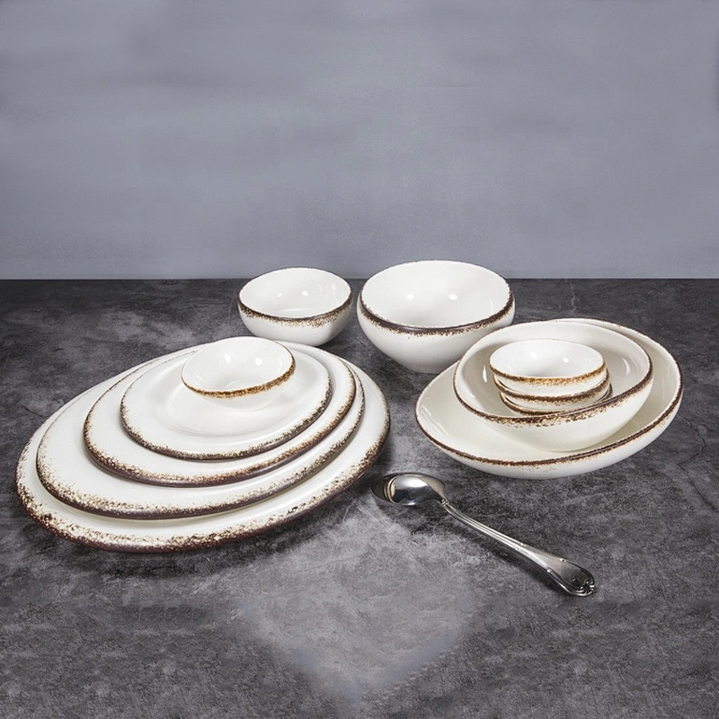 wholesale chinese professional porcelain dinnerware set restaurant glazed plates ceramic tableware