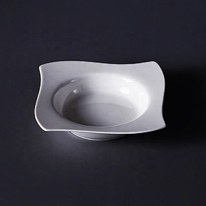 porcelain 6.75inch white square soup plate for hotel catering