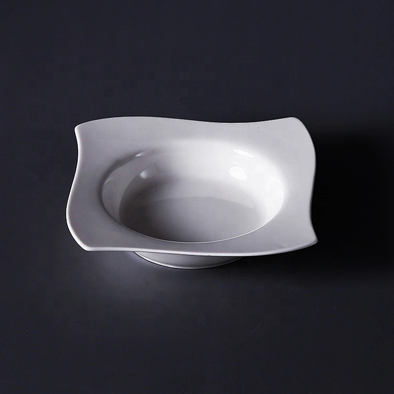 porcelain 6.75inch white square soup plate for hotel catering