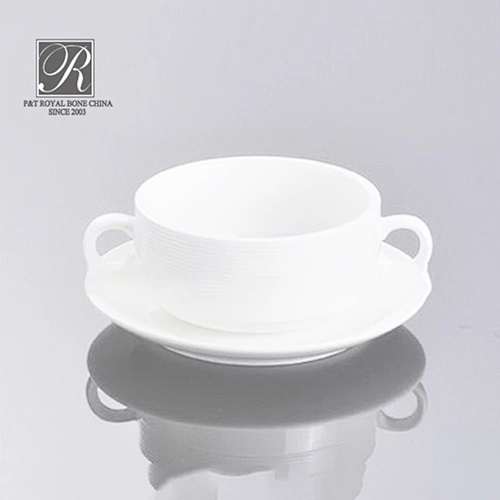 P&T Royal Ware Porcelain soup cups with saucer soup cup with handle