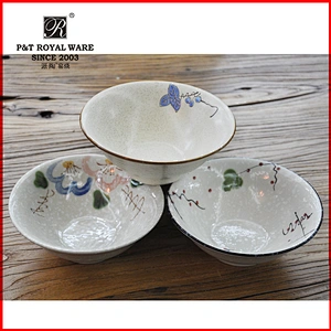 hot sale Hand-printing salad bowl ceramic Japanese noodle bowl