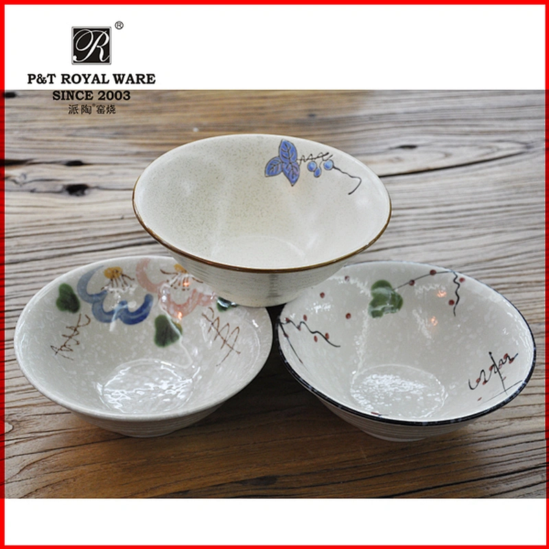 hot sale Hand-printing salad bowl ceramic Japanese noodle bowl