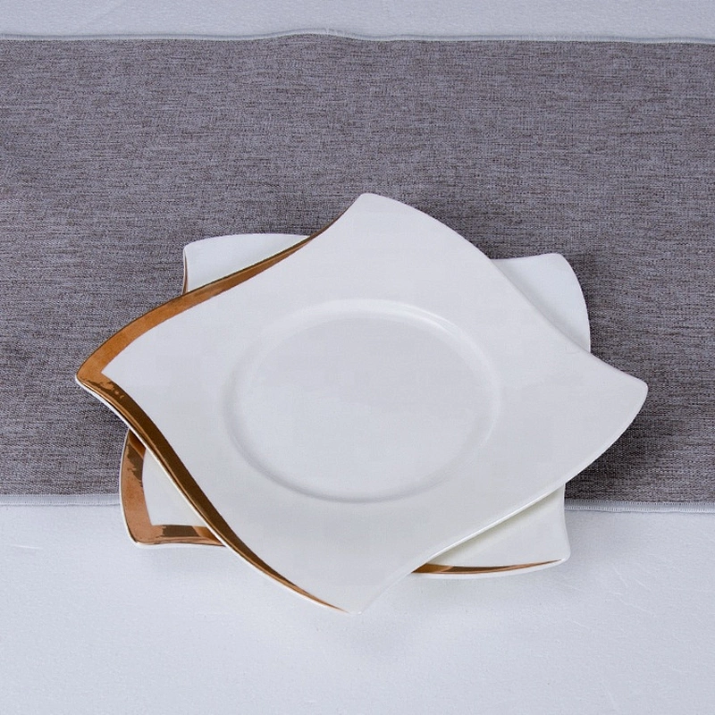 P&T Royal Ware Luxury Tableware Banquet Wedding Crockery Gold Rim Dinner Plate for Hotel