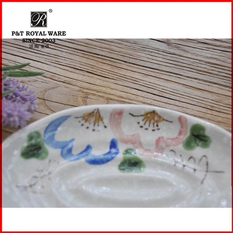 Japanese style unique Oval Designed Hotel Restaurant Ceramic Fish Plate
