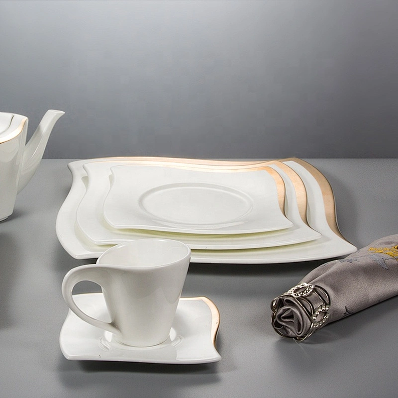 wholesale luxury 8 inch restaurant golden wedding dinner plate with gold rim