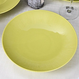 Microwave Oven Safety Fruit Plates Dinnerware Porcelain Green Wholesale Salad Plate Ecofriendly Porcelain Restaurant Plates