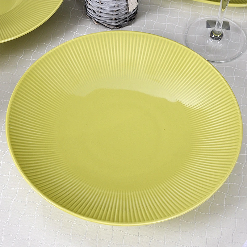 Microwave Oven Safety Fruit Plates Dinnerware Porcelain Green Wholesale Salad Plate Ecofriendly Porcelain Restaurant Plates